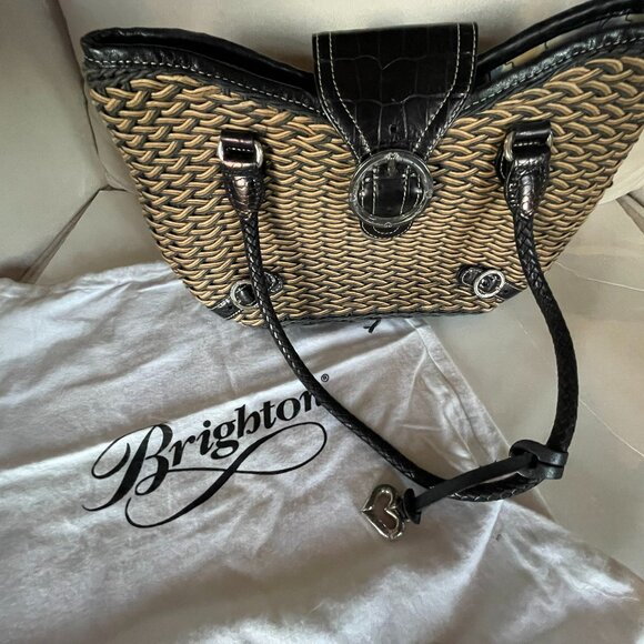 Brighton Straw Beige Bucket Shoulder Bag